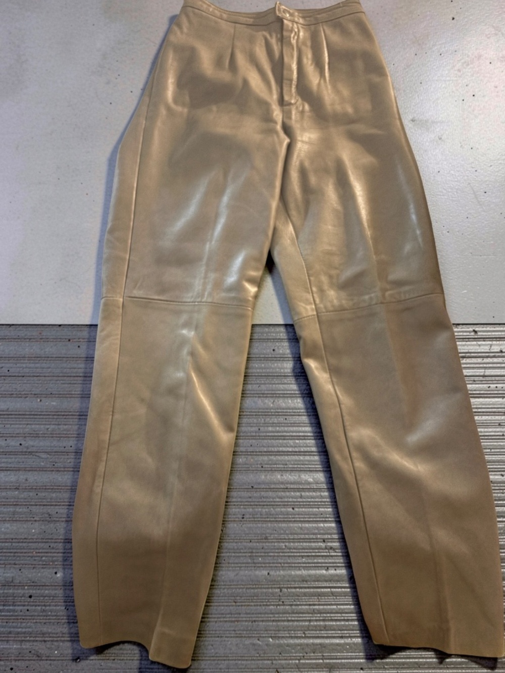 Vintage Perfect Leather Goods LTD Grey Leather Pants Size 5/6 - Picture 3 of 6